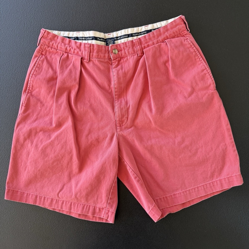 Polo Ralph Lauren Mens Chino Shorts Size 35 Preppy Classic Salmon Red Pink